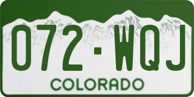 CO license plate 072WQJ