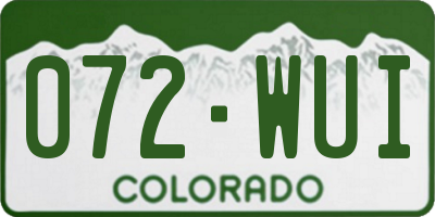 CO license plate 072WUI