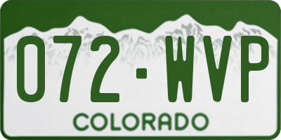 CO license plate 072WVP