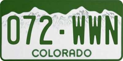 CO license plate 072WWN
