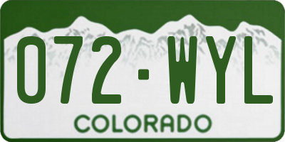 CO license plate 072WYL