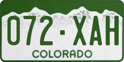 CO license plate 072XAH