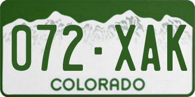 CO license plate 072XAK