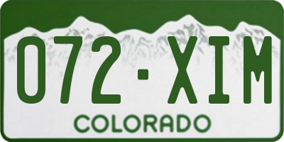 CO license plate 072XIM