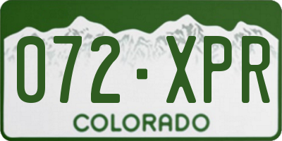 CO license plate 072XPR