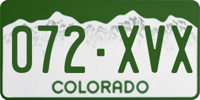 CO license plate 072XVX