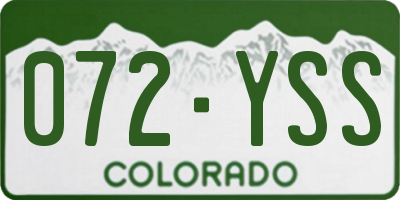 CO license plate 072YSS