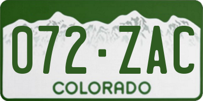 CO license plate 072ZAC