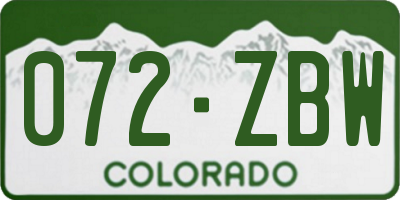 CO license plate 072ZBW