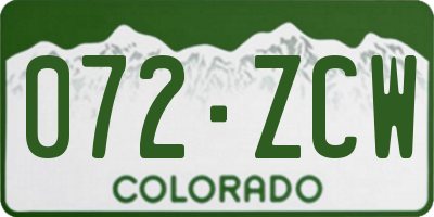 CO license plate 072ZCW