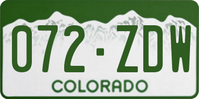 CO license plate 072ZDW