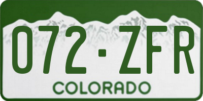 CO license plate 072ZFR