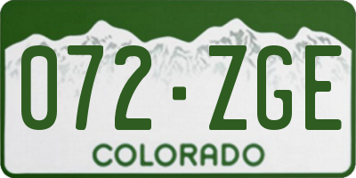 CO license plate 072ZGE