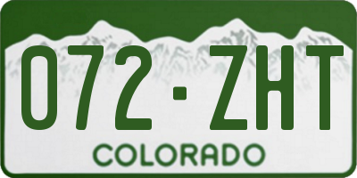 CO license plate 072ZHT