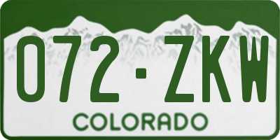 CO license plate 072ZKW