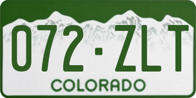 CO license plate 072ZLT