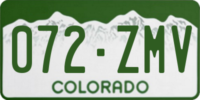 CO license plate 072ZMV