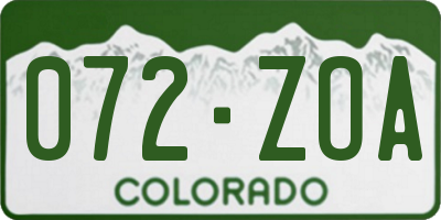 CO license plate 072ZOA