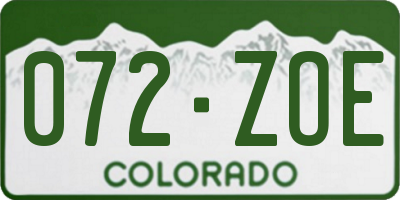 CO license plate 072ZOE