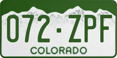 CO license plate 072ZPF