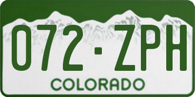 CO license plate 072ZPH