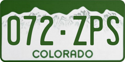 CO license plate 072ZPS