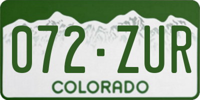 CO license plate 072ZUR