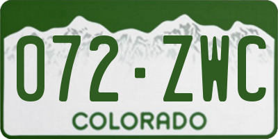 CO license plate 072ZWC