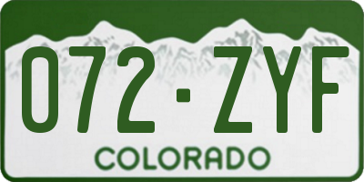 CO license plate 072ZYF