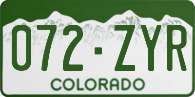 CO license plate 072ZYR