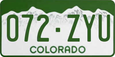 CO license plate 072ZYU