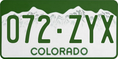 CO license plate 072ZYX