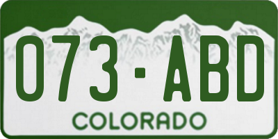 CO license plate 073ABD