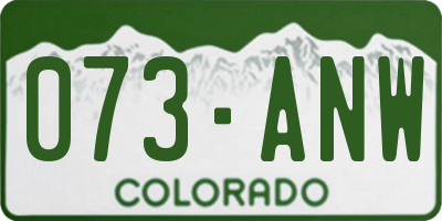 CO license plate 073ANW