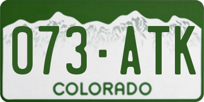 CO license plate 073ATK