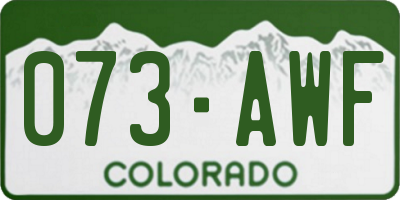 CO license plate 073AWF