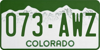 CO license plate 073AWZ
