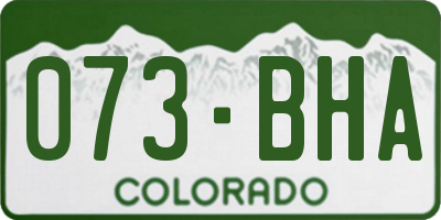 CO license plate 073BHA