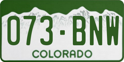CO license plate 073BNW