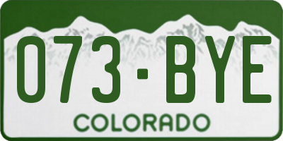 CO license plate 073BYE