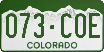 CO license plate 073COE
