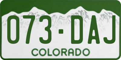 CO license plate 073DAJ
