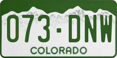 CO license plate 073DNW