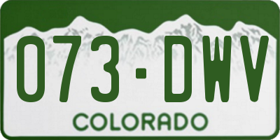 CO license plate 073DWV