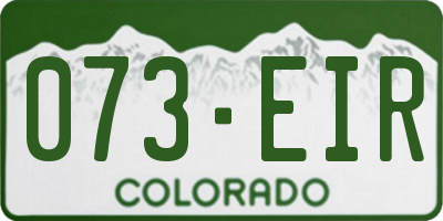 CO license plate 073EIR