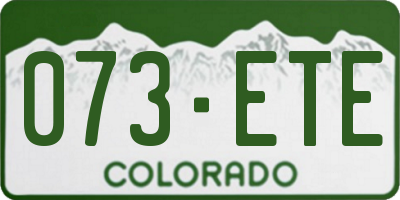 CO license plate 073ETE
