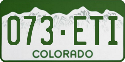 CO license plate 073ETI