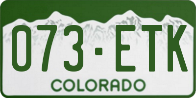 CO license plate 073ETK