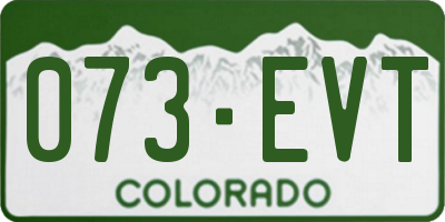CO license plate 073EVT