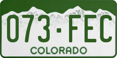 CO license plate 073FEC